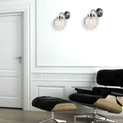 Straluma Deco wandlamp staal met helder glas><noscript><img width=