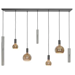 Straluma Design hanglamp 7-lichts zwart met nikkel> Hanglampen|Eettafellampen