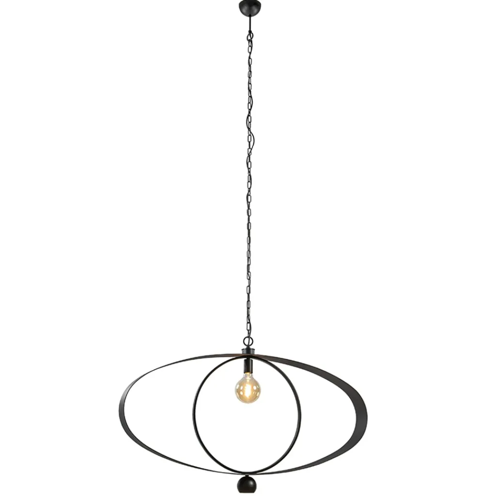 Straluma Design hanglamp textured black ovaal> Hanglampen|Eettafellampen