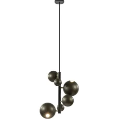Straluma Design hanglamp zwart met platinum bollen 2L> Hanglampen|Eettafellampen