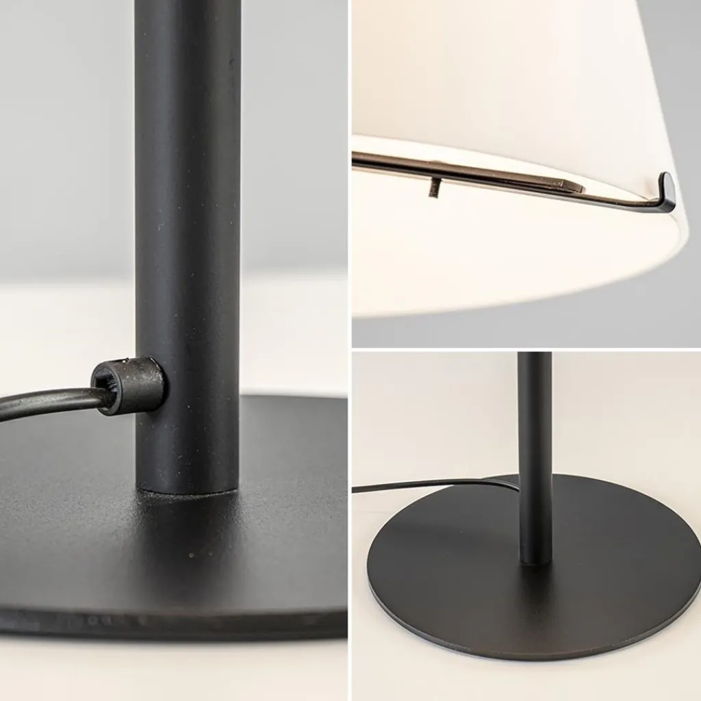 Straluma Design tafellamp mat zwart met witte glazen kap> Tafellampen|Retro Verlichting