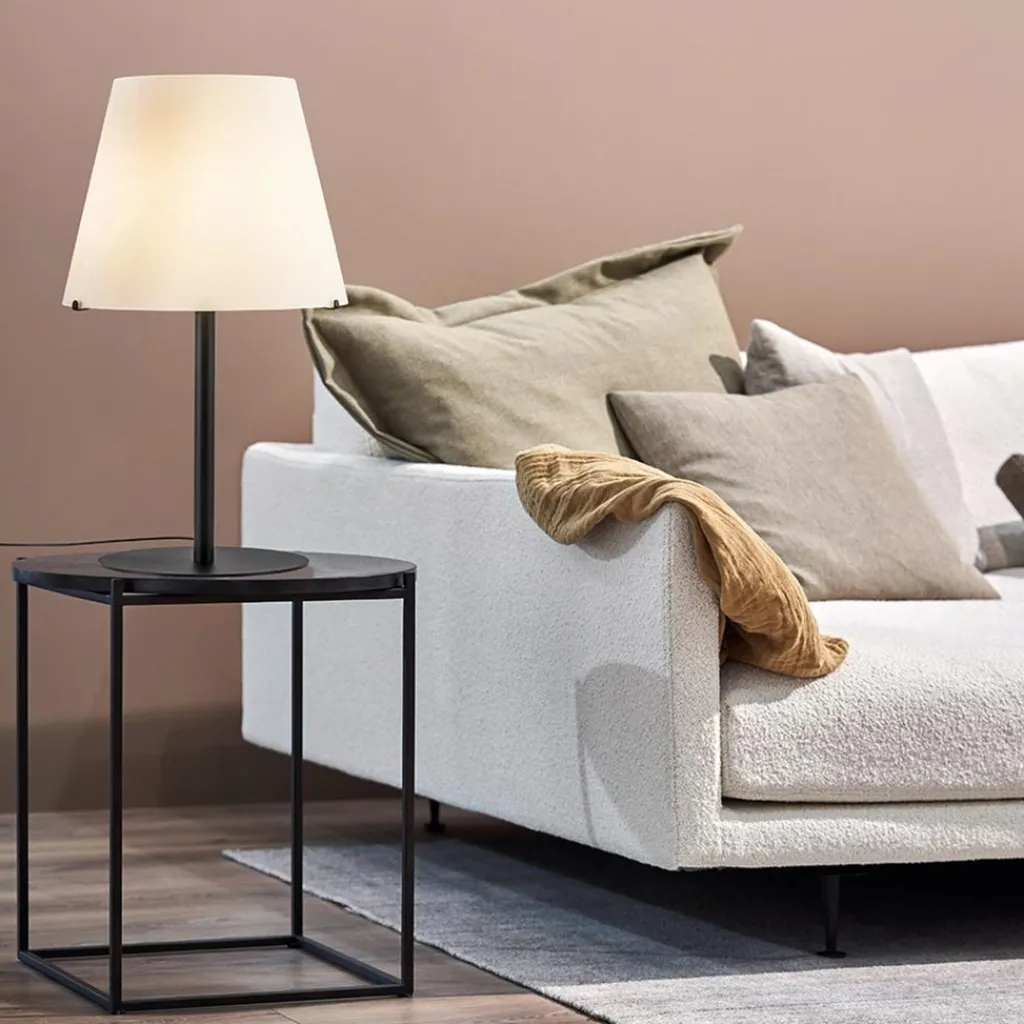 Straluma Design tafellamp mat zwart met witte glazen kap> Tafellampen|Retro Verlichting