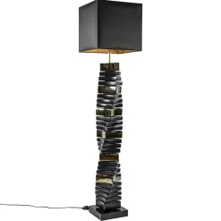 Straluma Design vloerlamp keramiek zwart/goud met zwarte kap> Schemerlampen|Woonkamerlampen
