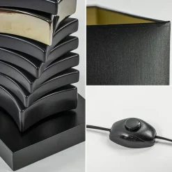 Straluma Design vloerlamp keramiek zwart/goud met zwarte kap><noscript><img width=