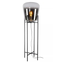 Straluma Design vloerlamp zwart frame met grote glazen kap> Vloerlampen|Design Verlichting