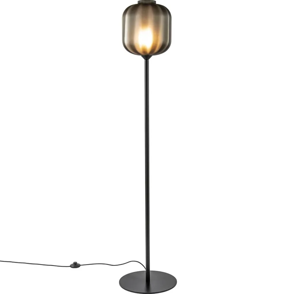 Straluma Design vloerlamp zwart met mat zwarte glazen kap> Vloerlampen|Design Verlichting