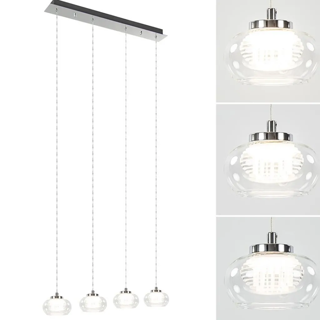 Straluma Dimbare LED hanglamp chroom met helder glas> Eettafellampen|Hanglampen