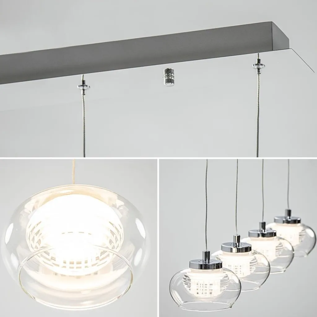 Straluma Dimbare LED hanglamp chroom met helder glas> Eettafellampen|Hanglampen