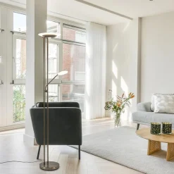 Straluma Dimbare LED uplighter met leeslamp donker brons><noscript><img width=