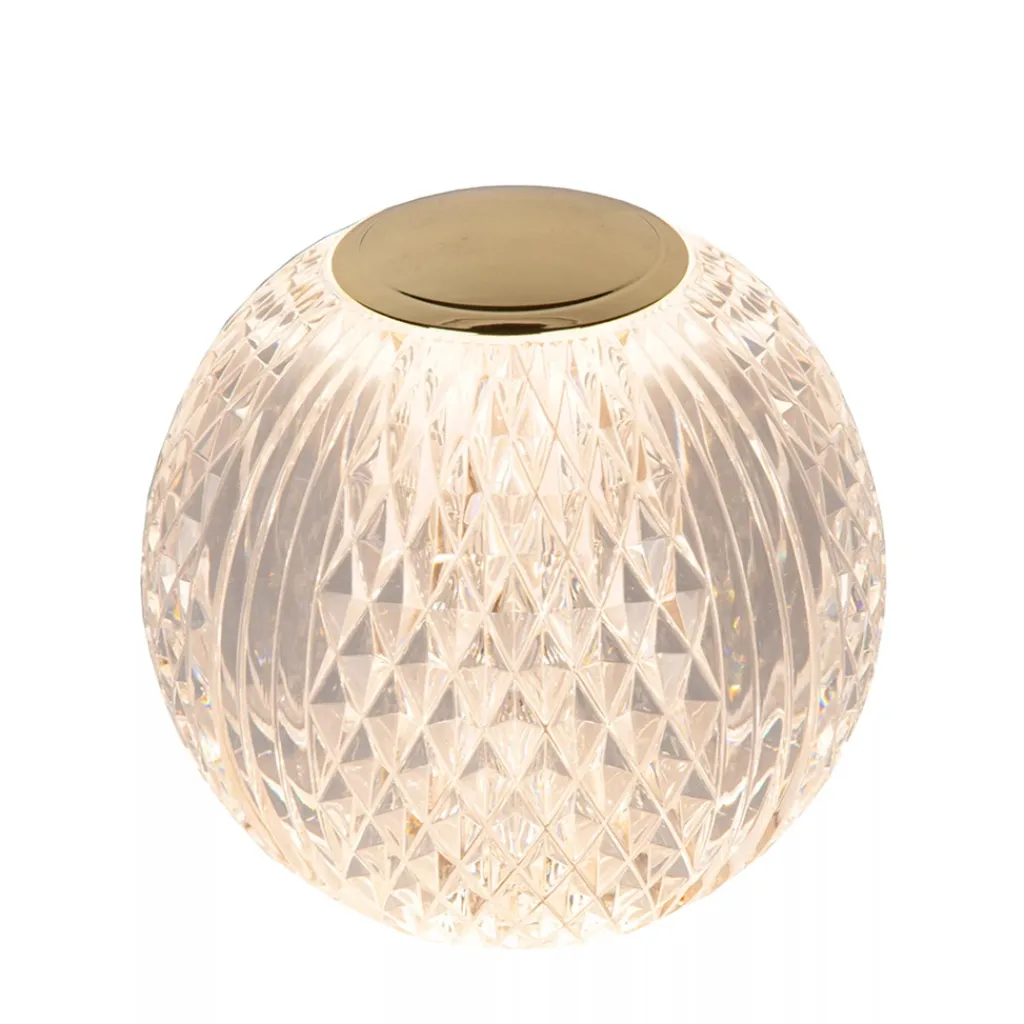 Straluma Dimbare tafellamp transparant/goud oplaadbaar> Tafellampen|Tienerkamerlampen