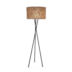 Straluma Driepoot schelpen vloerlamp zwart met bruin en goud> Vloerlampen|Schelpenlampen