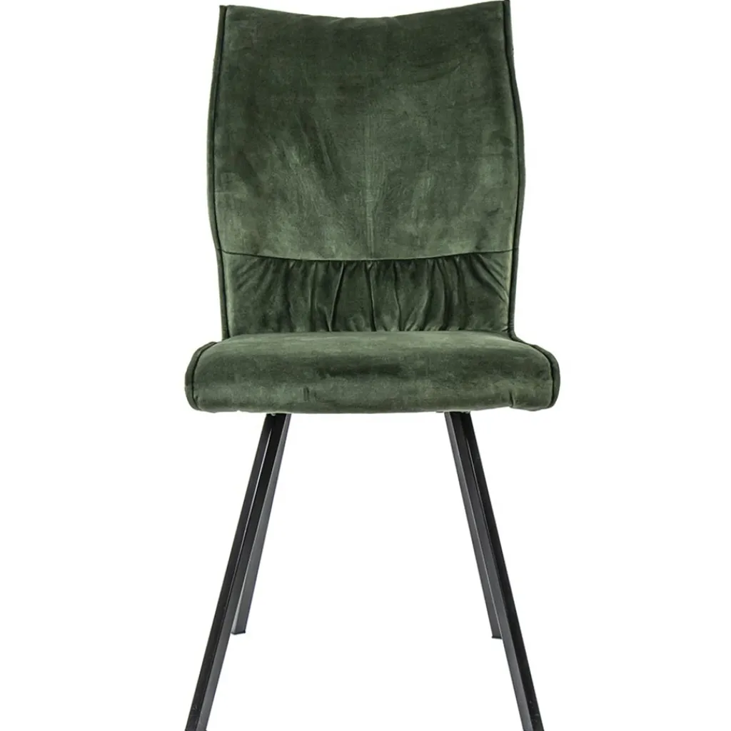 Straluma Eetkamerstoel velvet groen met zwart> Eetkamerstoelen