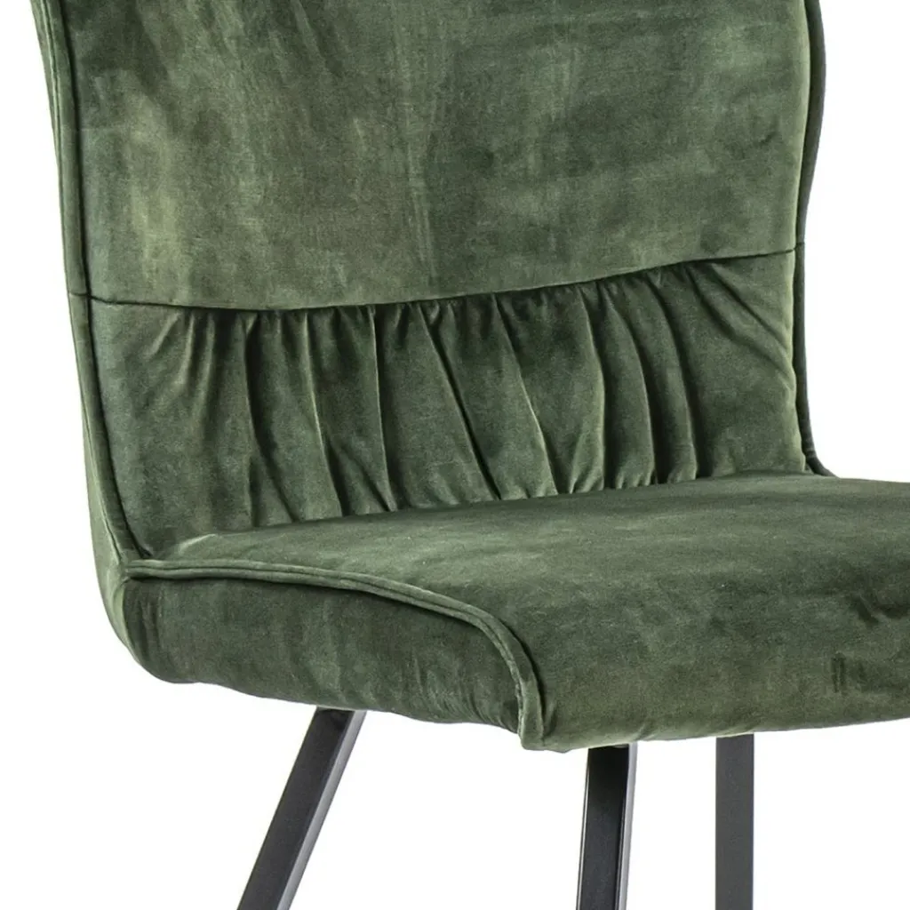 Straluma Eetkamerstoel velvet groen met zwart> Eetkamerstoelen