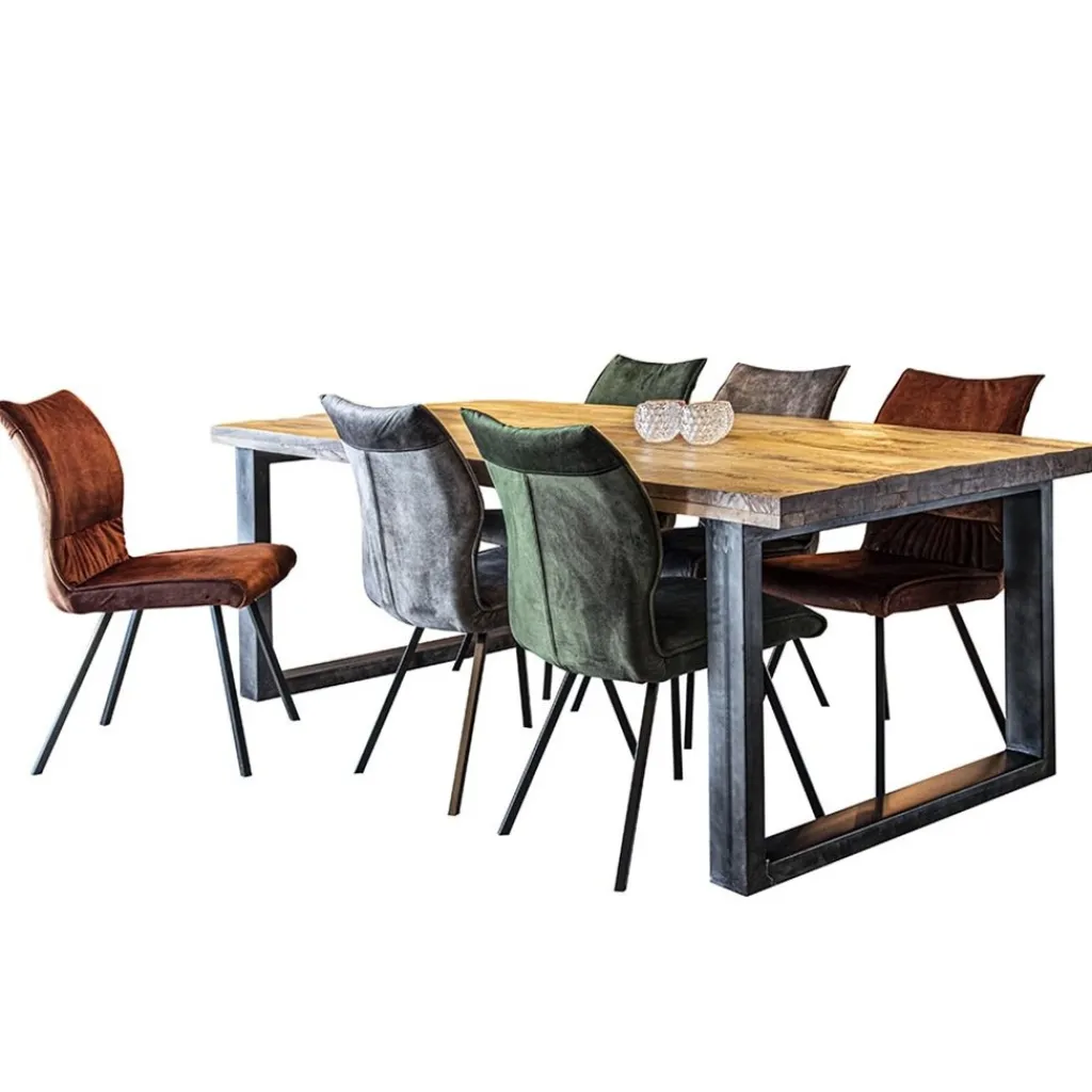 Straluma Eetkamerstoel velvet groen met zwart> Eetkamerstoelen