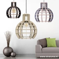 Straluma Eettafel hanglamp Globe Lingehof hout><noscript><img width=