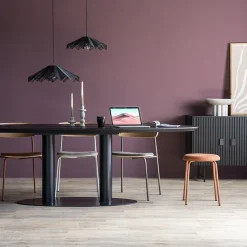 Straluma Eettafel ovaal zwart eiken met metalen poot 300x120 cm><noscript><img width=