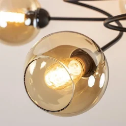 Straluma Elegante 5-lichts plafondlamp met amber glazen bollen><noscript><img width=