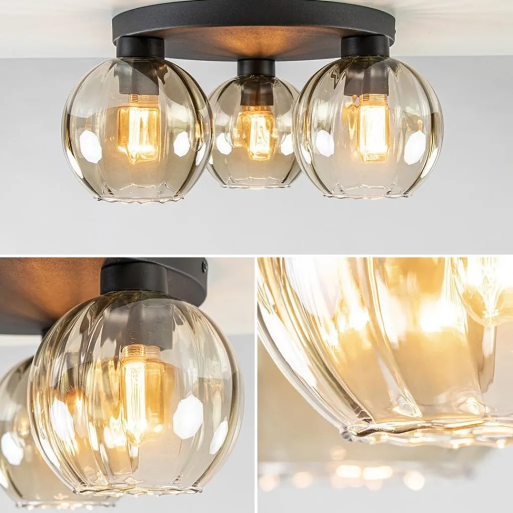 Straluma Elegante plafondlamp 3-lichts amber glas> Plafondlampen|Klassieke Verlichting