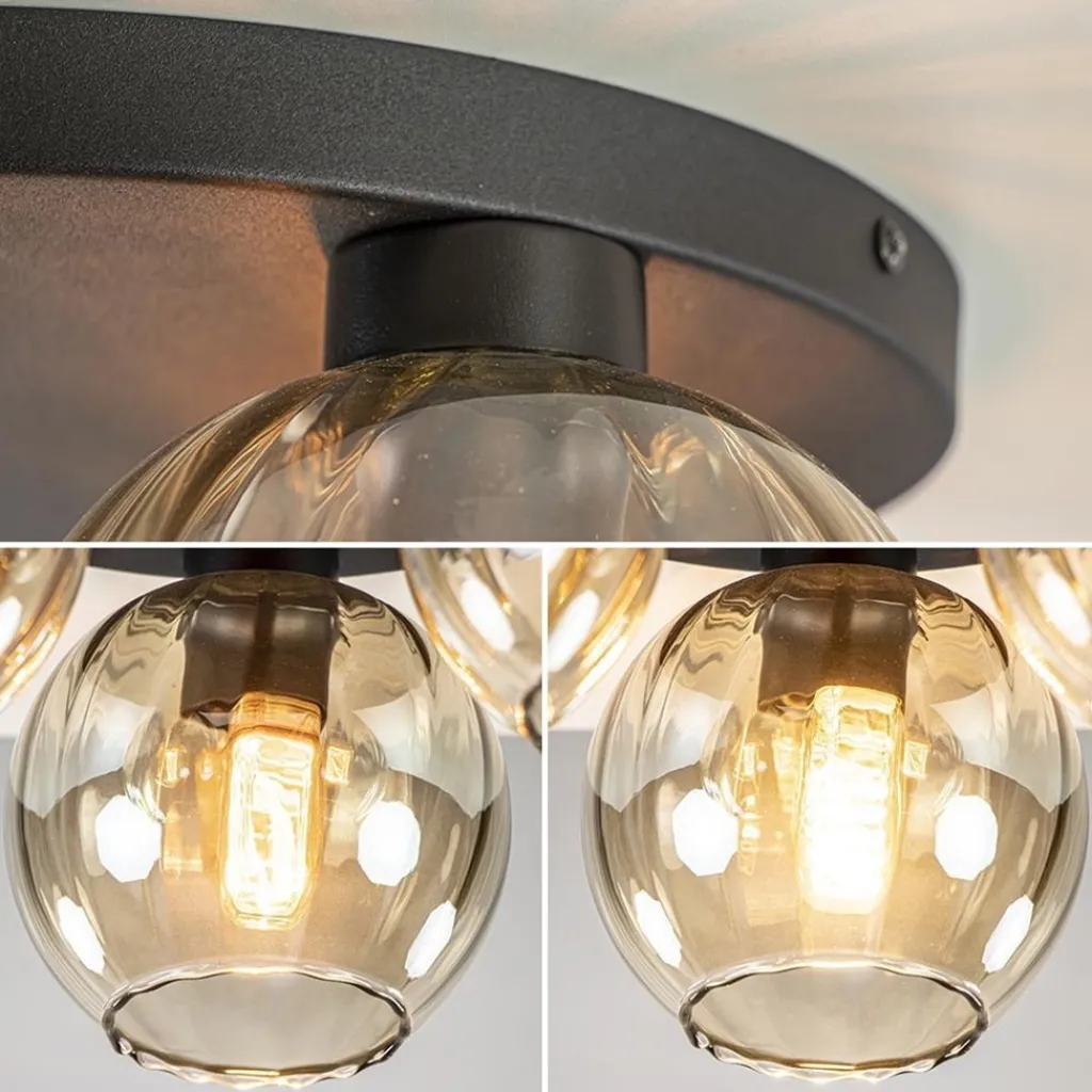 Straluma Elegante plafondlamp 3-lichts amber glas> Plafondlampen|Klassieke Verlichting