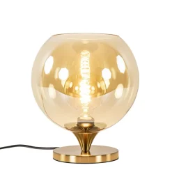 Straluma Elegante tafellamp donker goud met amber glazen bol 25 cm> Tafellampen|Luxe Verlichting