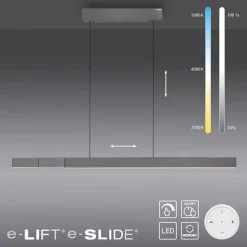 Straluma Elektrisch verstelbare LED hanglamp grijs dimbaar> Hanglampen|Eettafellampen