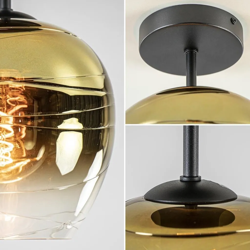 Straluma Glazen plafondlamp gold gradient met zwart> Keukenverlichting|Plafondlampen