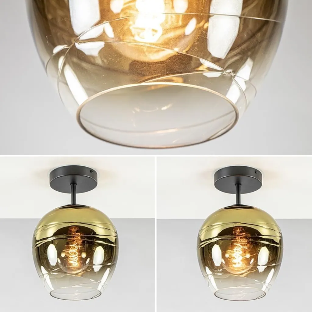 Straluma Glazen plafondlamp gold gradient met zwart> Keukenverlichting|Plafondlampen