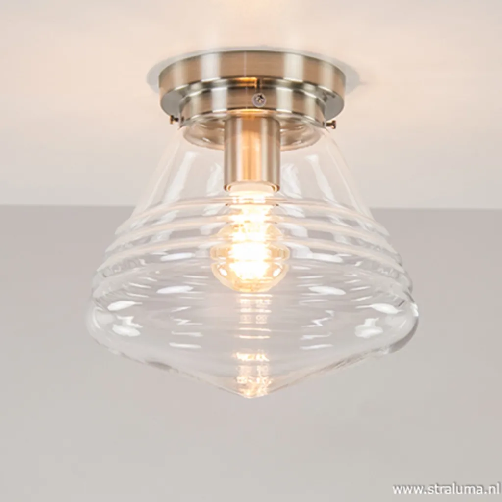 Straluma Glazen plafondlamp helder Art Deco> Plafonnières|Woonkamerlampen