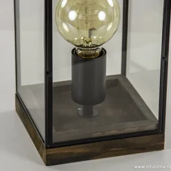 Straluma Glazen tafellamp Askjer hout met zwart><noscript><img width=