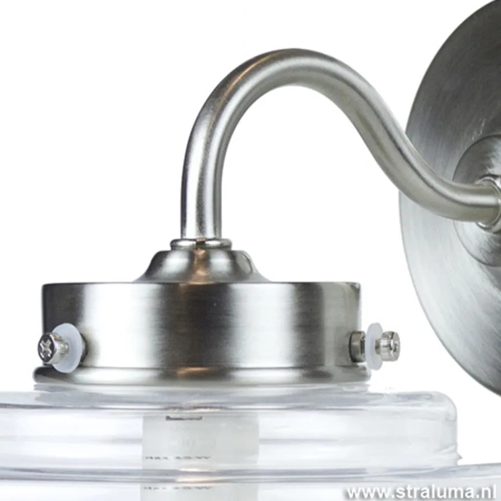 Straluma Glazen wandlamp met staal Deco> Woonkamerlampen|Slaapkamerlampen