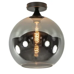 Straluma Globe plafondlamp zwart met smoke/titanium glas 30 cm> Plafondlampen|Luxe Verlichting