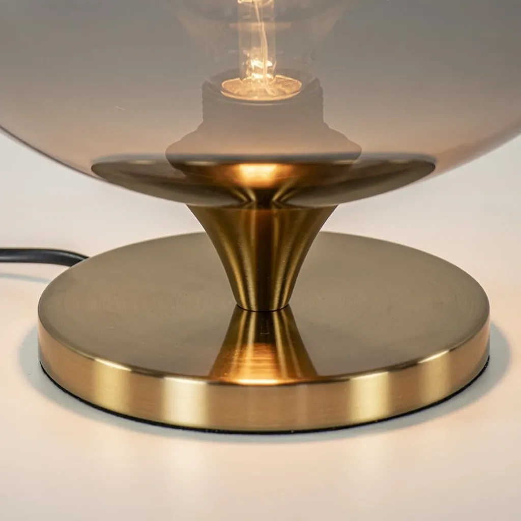 Straluma Globe tafellamp smoke/titanium met gouden voet> Tafellampen|Luxe Verlichting