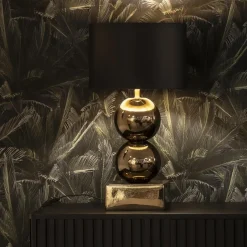 Straluma Gouden tafellamp bollen met zwart/gouden kap><noscript><img width=