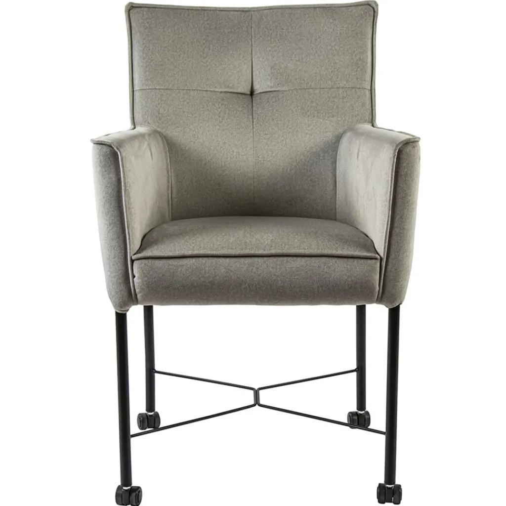 Straluma Grijs/beige eetkamerstoel met wieltjes gr 2> Eetkamerstoelen