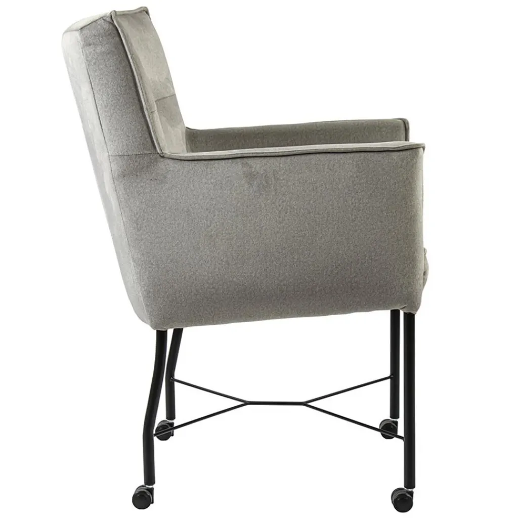 Straluma Grijs/beige eetkamerstoel met wieltjes gr 2> Eetkamerstoelen