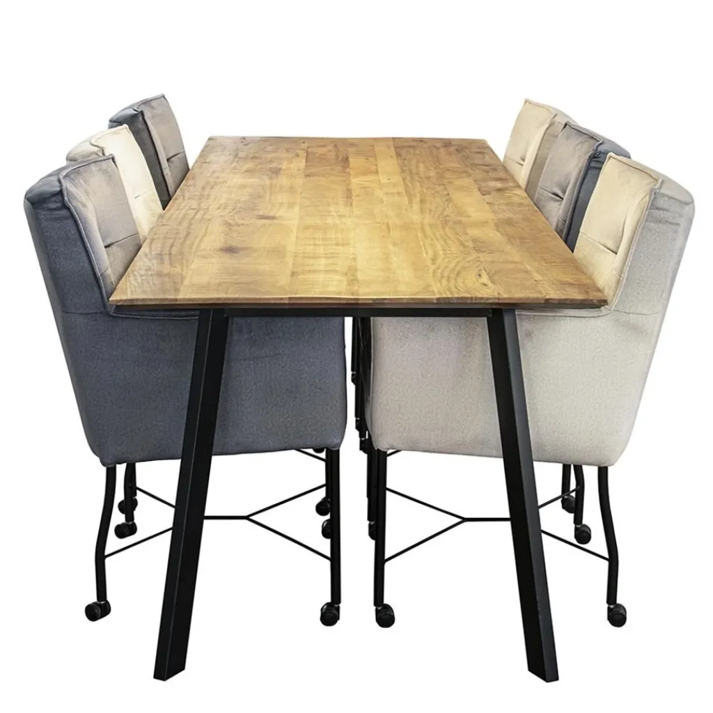 Straluma Grijs/beige eetkamerstoel met wieltjes gr 2> Eetkamerstoelen