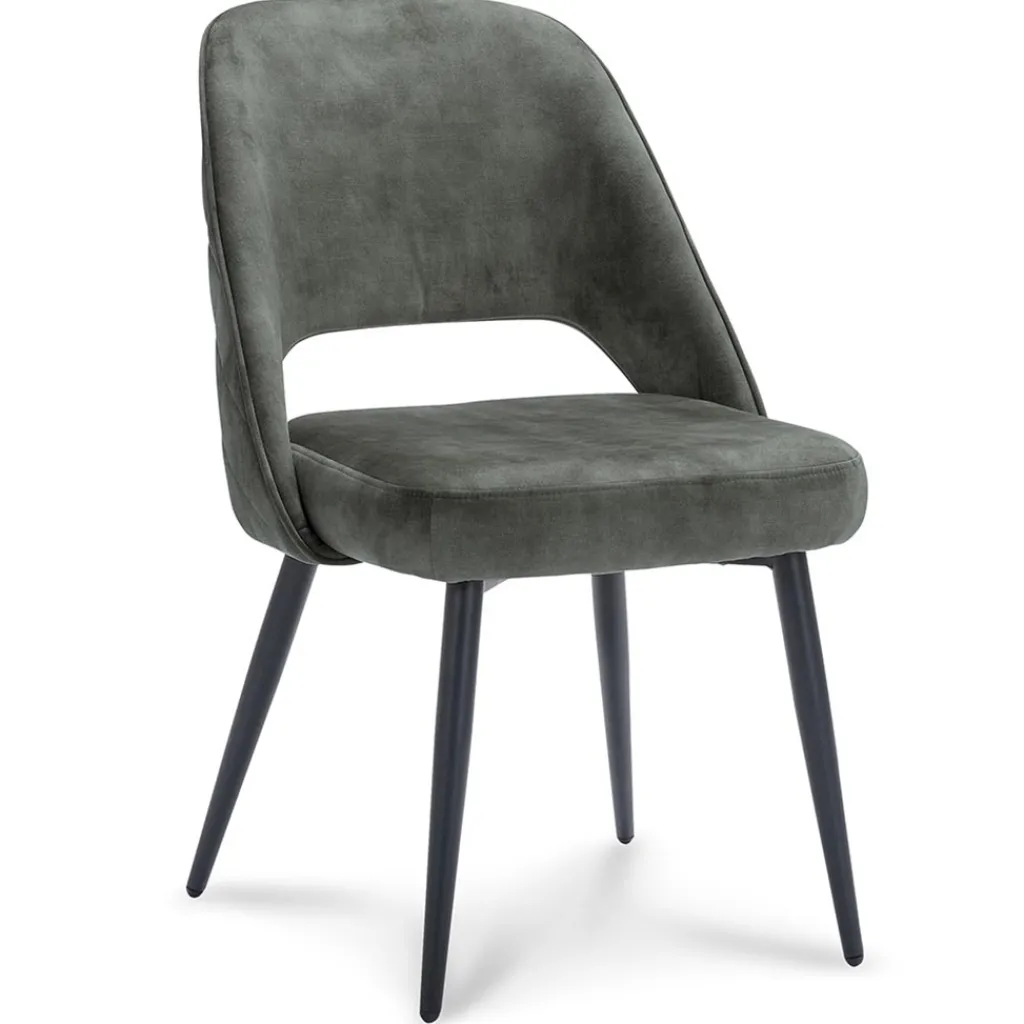 Straluma Grijs/groene eetkamerstoel met zwarte pootjes> Eetkamerstoelen