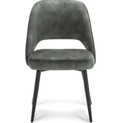 Straluma Grijs/groene eetkamerstoel met zwarte pootjes> Eetkamerstoelen