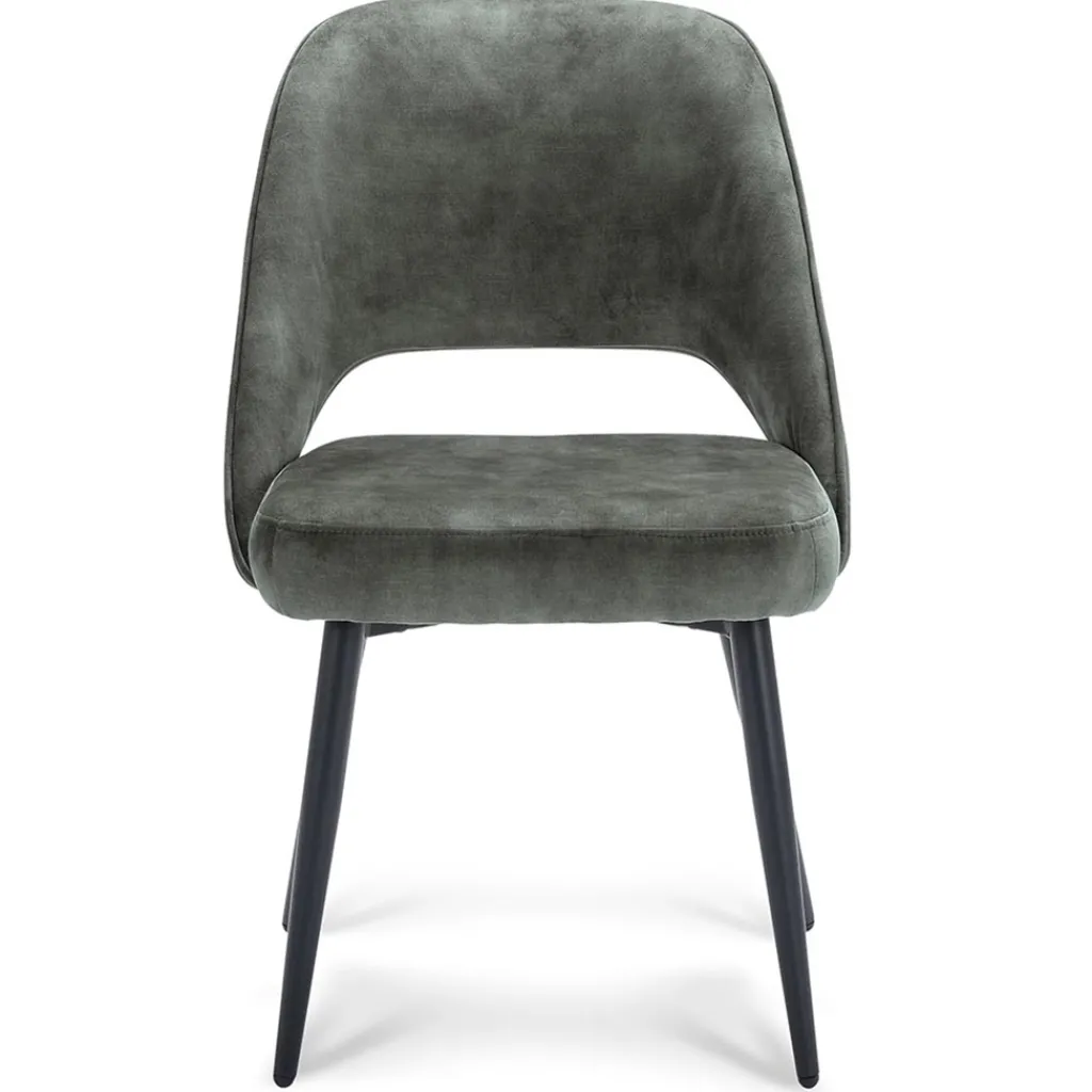 Straluma Grijs/groene eetkamerstoel met zwarte pootjes> Eetkamerstoelen