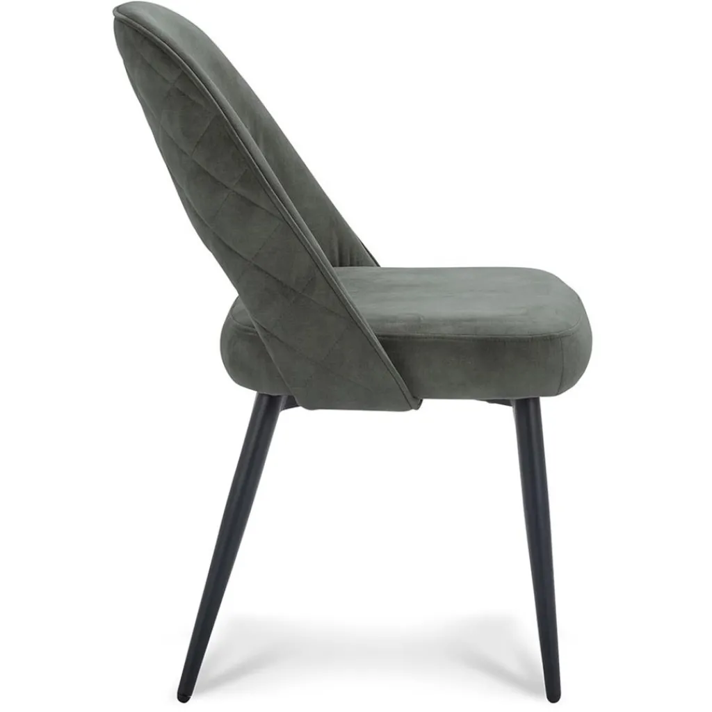 Straluma Grijs/groene eetkamerstoel met zwarte pootjes> Eetkamerstoelen