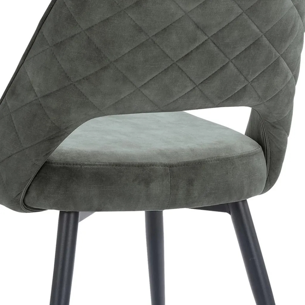 Straluma Grijs/groene eetkamerstoel met zwarte pootjes> Eetkamerstoelen