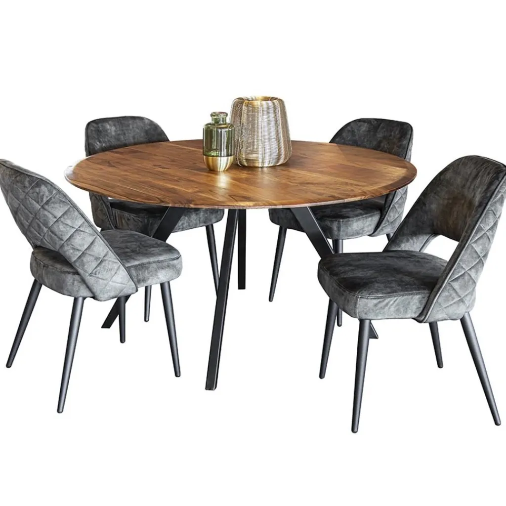 Straluma Grijs/groene eetkamerstoel met zwarte pootjes> Eetkamerstoelen