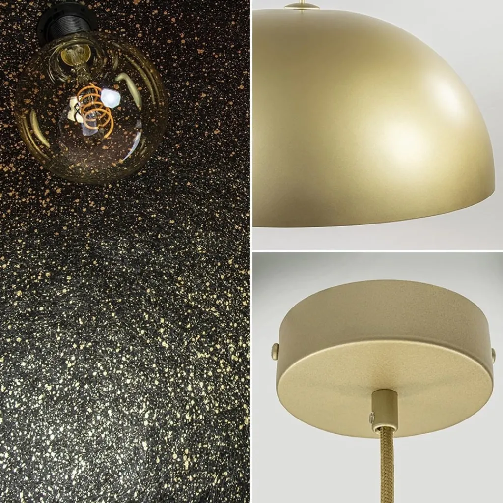 Straluma Grote design hanglamp koepel mat goud met zwart 90 cm> Eettafellampen|Keukenverlichting