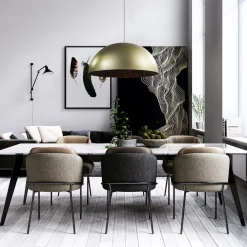 Straluma Grote design hanglamp koepel mat goud met zwart 90 cm><noscript><img width=