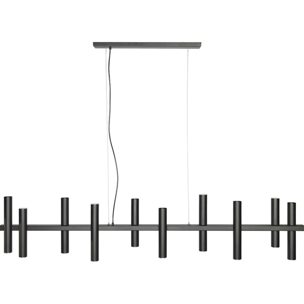 Straluma Grote design hanglamp tubes mat zwart 14-lichts> Eettafellampen|Keukenverlichting