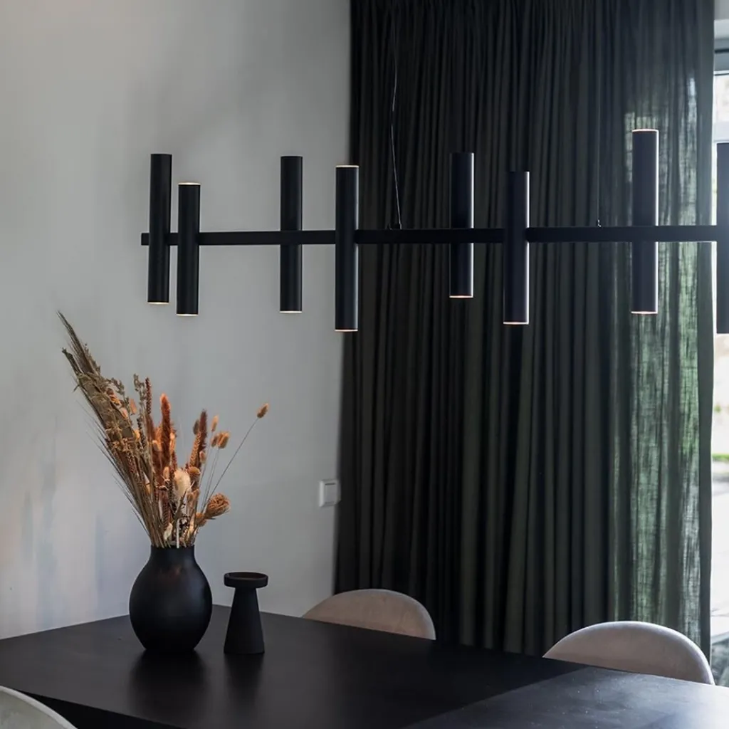 Straluma Grote design hanglamp tubes mat zwart 14-lichts> Eettafellampen|Keukenverlichting