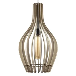 Straluma Grote hanglamp blank houten kap met zwart> Eettafellampen|Eetkamerverlichting