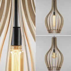 Straluma Grote hanglamp blank houten kap met zwart><noscript><img width=