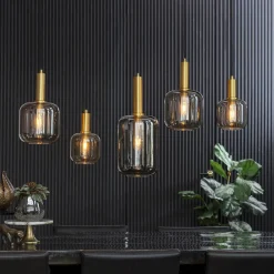 Straluma Grote hanglamp Lekar 5-lichts antiek brons met smoke glas><noscript><img width=