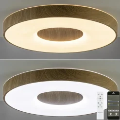 Straluma Grote LED plafondlamp met houtlook 65 cm><noscript><img width=
